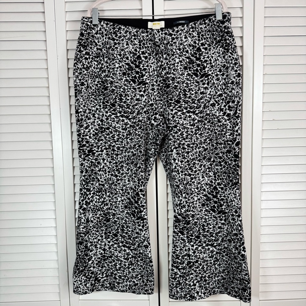 Maeve by Anthropologie The Margot Kick-Flare Cropped Knit Pants White Black 1X - Picture 3 of 9